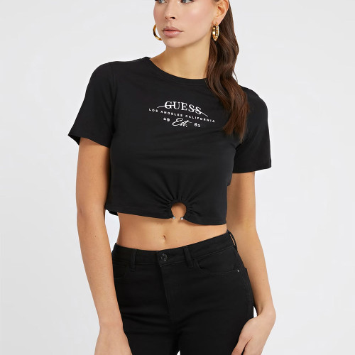 Guess Γυναικεία κοντομάνικη μπλούζα Round Piercing Tee